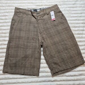 Ocean Current Mens Plaid Shorts Brown Tan Glen Check Skater Casual Size 30 NWT
